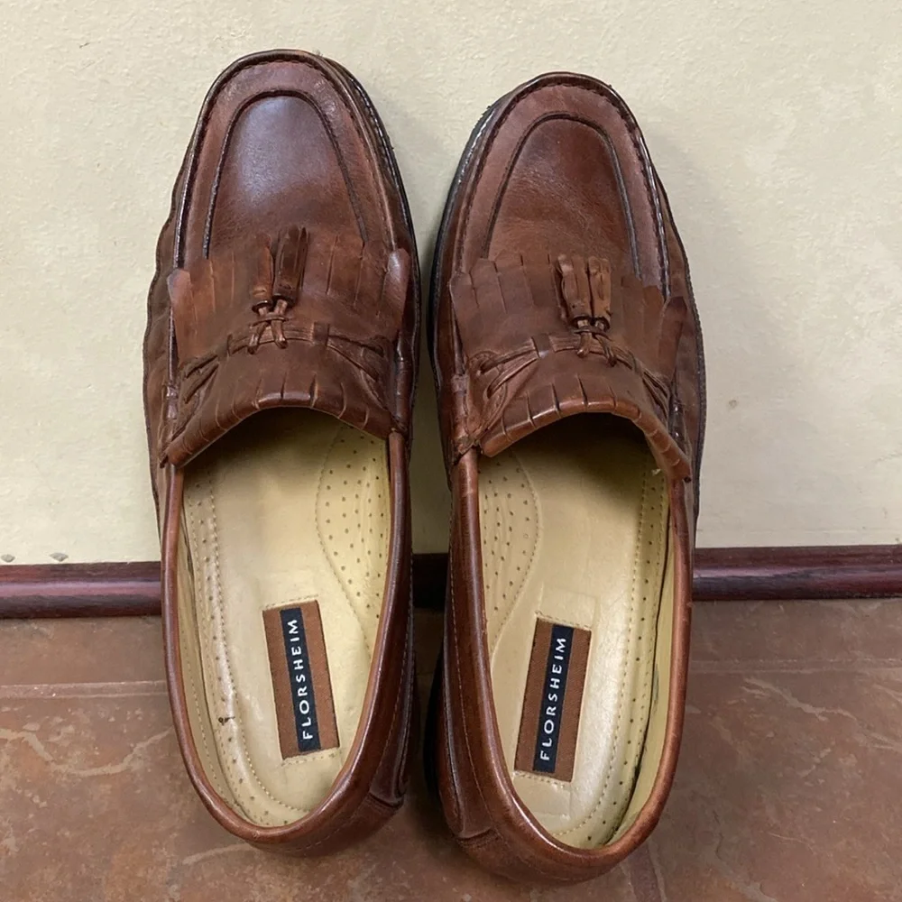 Florsheim Men Bramwell Tassel Slip-On Loafers Sz 13 D Cognac Brown All Leather